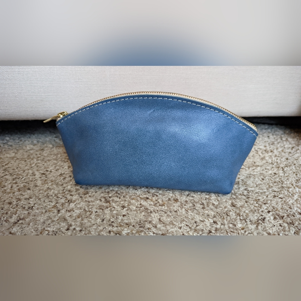 Medium Blue Portland Leather Goods Eclipse cosmetic bag